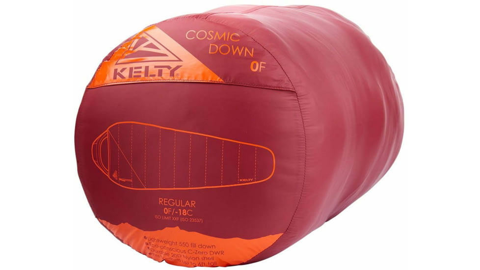 Kelty Cosmic Down 0 Sleeping Bag, Fired Brick/Red Ochre, Right Zip, Long, 35413521LR