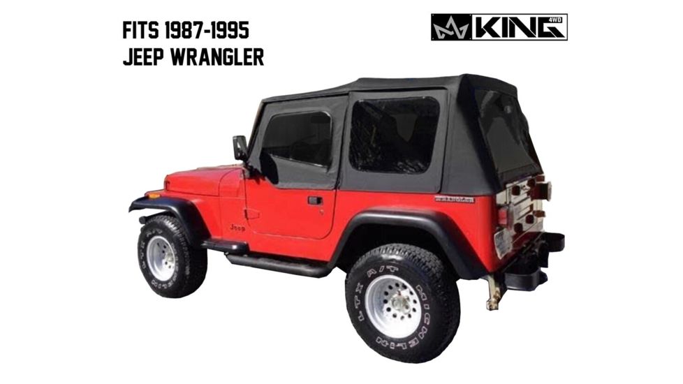 King 4WD Replacement Soft Top, Jeep Wrangler YJ 1987 - 1995, w/ Tinted Windows, Black Diamond, 14011235
