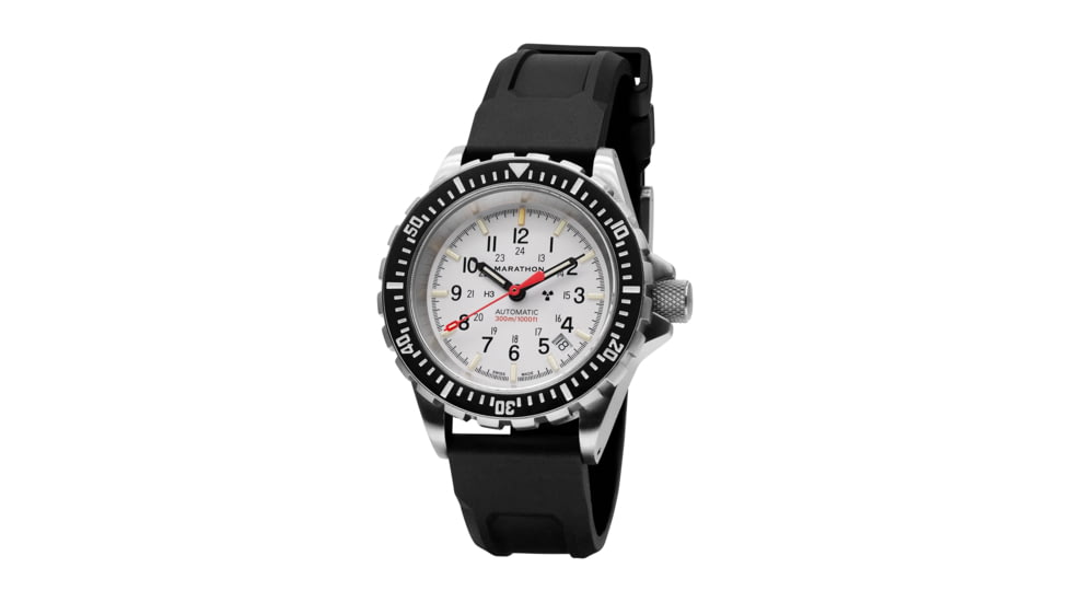Marathon Arctic Edition Large Divers Automatic Watches, NGM, Black Rubber Strap, White Dial, 41mm Diameter / 14mm Thickness, WW194006SS-0530