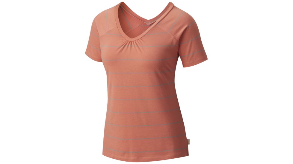 Mountain Hardwear DrySpun Stripe Short Sleeve T-Shirt - Women's, Caliente, Medium, OL0356862-M