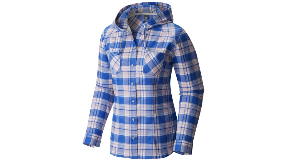 Mountain Hardwear Stretchstone Flannel Hooded Shirt - Women's-Bright Island Blue-Large