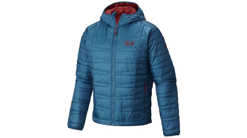 Mountain Hardwear Switch Flip Hooded Jacket - Men's-Phoenix Blue/Smolder Red-X-Large