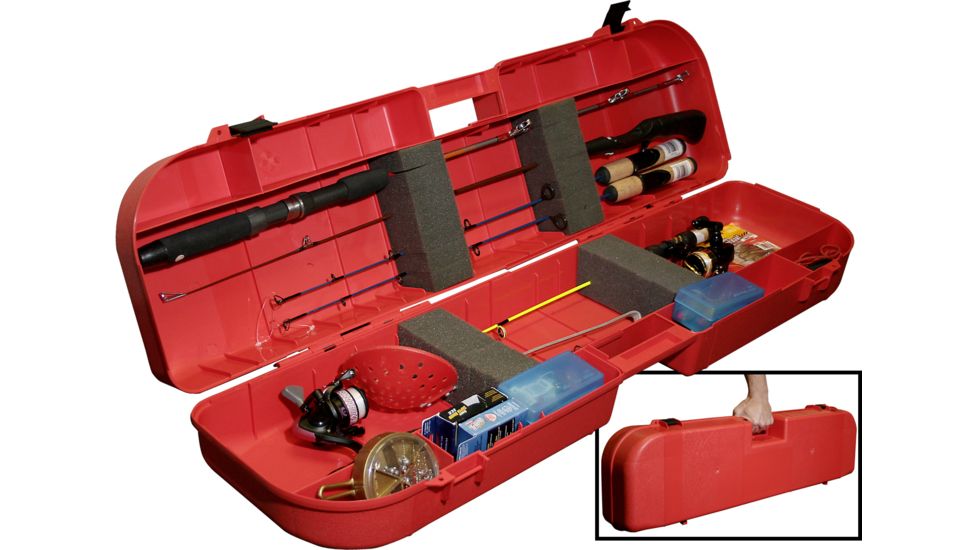 MTM Ice Fishing Rod Box, Holds 8 Plus Accessories, Red, IFB30