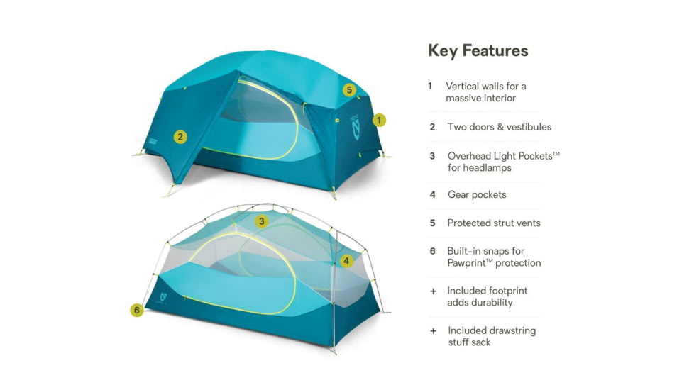 NEMO Equipment Aurora Tent and Footprint - 2 Person, Frost/Silt, 811666035837