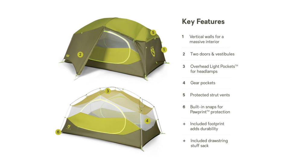 NEMO Equipment Aurora Tent and Footprint - 2 Person, Mango/Fog, 811666035820