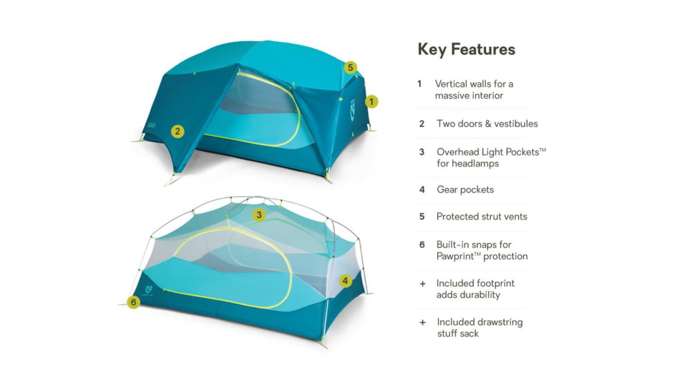 NEMO Equipment Aurora Tent and Footprint - 3 Person, Frost/Silt, 811666035851