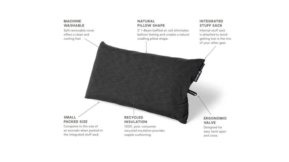 NEMO Equipment Fillo Elite Luxury Pillow, Midnight Gray, 811666031297