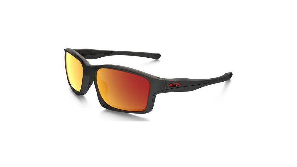 Oakley Chainlink Mens Sunglasses, Matte Black Frame, Ruby Iridium Lens OO9247-11