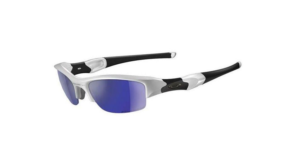 Oakley Flak Jacket Polished White Frame w/ Deep Blue Polarized Lenses Sunglasses 24-017