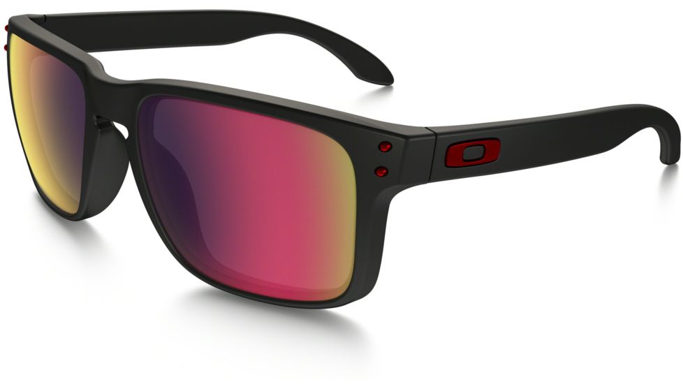 Oakley Holbrook Sunglasses - Men's, Matte Black Frame, Red Idrium Lenses, OO9102-36