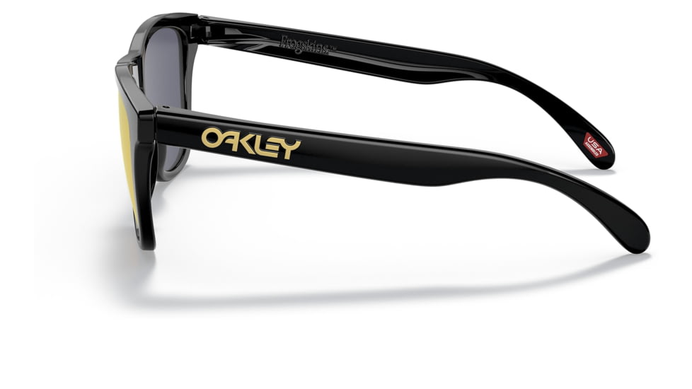 Oakley OO9245 Frogskins A Sunglasses - Mens, Polished Black Frame, Prizm 24K Polarized Lens, Asian Fit, 54, OO9245-9245C0-54