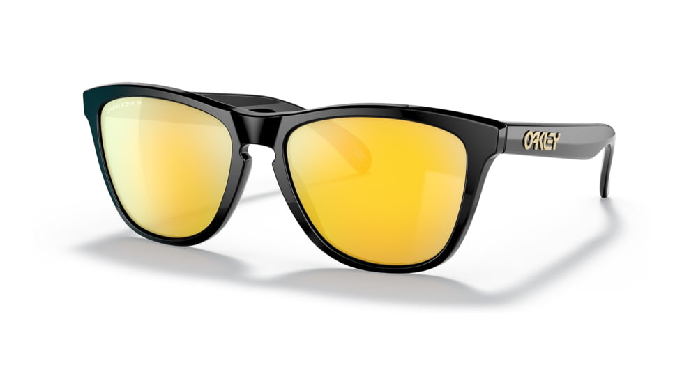 Oakley OO9245 Frogskins A Sunglasses - Men's, Polished Black Frame, Prizm 24K Polarized Lens, Asian Fit, 54, OO9245-9245C0-54