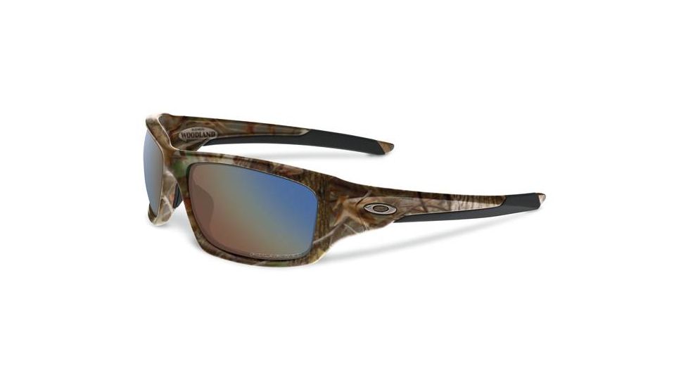 Oakley Valve Asian Fit Sunglasses, Woodland Camo Frame, Shallow Blue Polarized Lens, Angling Specific OO9243-09