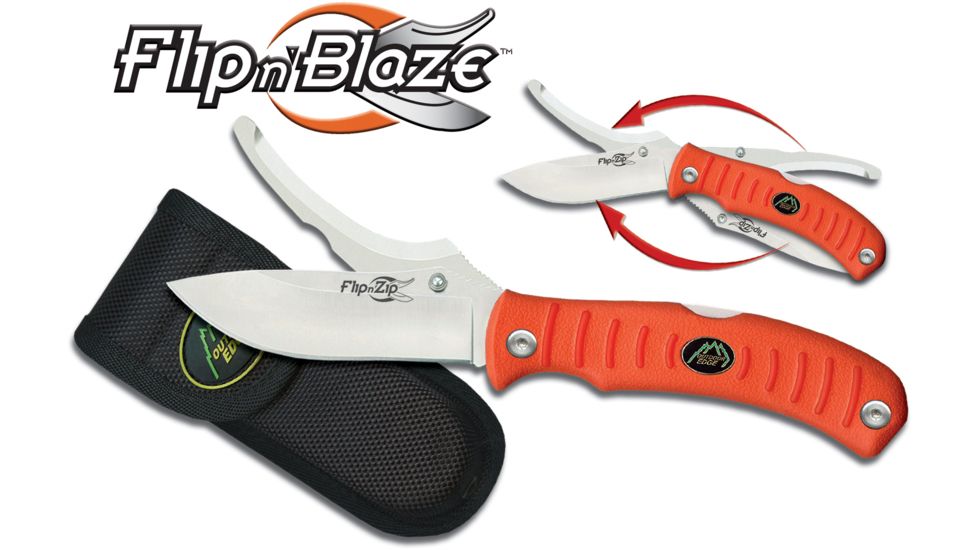 Outdoor Edge Cutlery Flip N' Blaze Knife, Orange, One size FZB-20