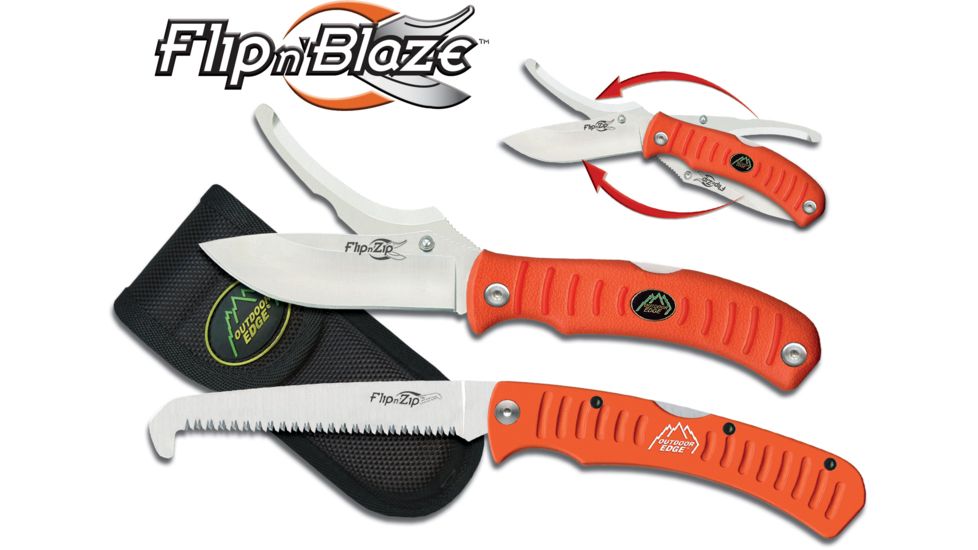 Outdoor Edge Cutlery Flip N' Blaze / Saw Combo Knife, Orange, One size FCB-30