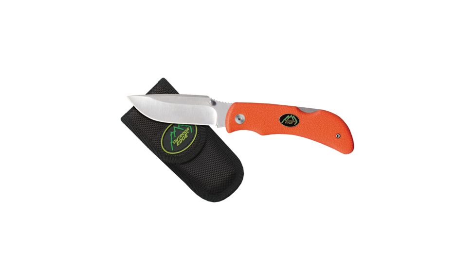 Outdoor Edge Cutlery Grip Blaze Knife w/ Orange Handle, Clampack 101954