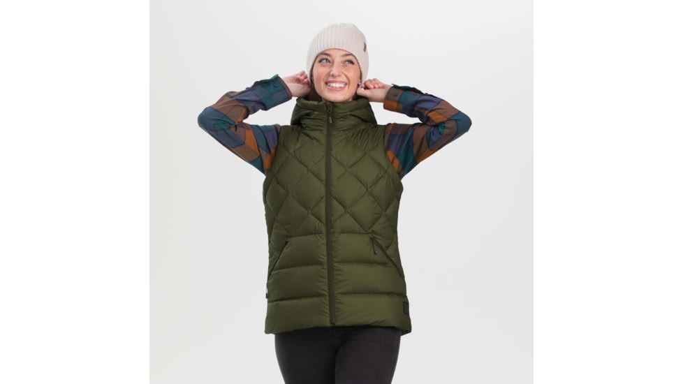 Outdoor Research Coldfront Hooded Down Vest - Womens, Loden, Extra Small, 2832001943005
