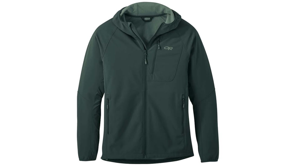 Outdoor Research Ferrosi Grid Hooded Jacket - Mens, Fir, Small, 2714191858006