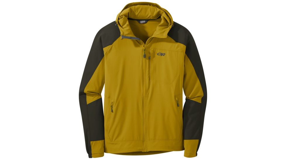 Outdoor Research Ferrosi Hooded Jacket - Mens, Turmeric/Forest, Extra Large, 2691711625009