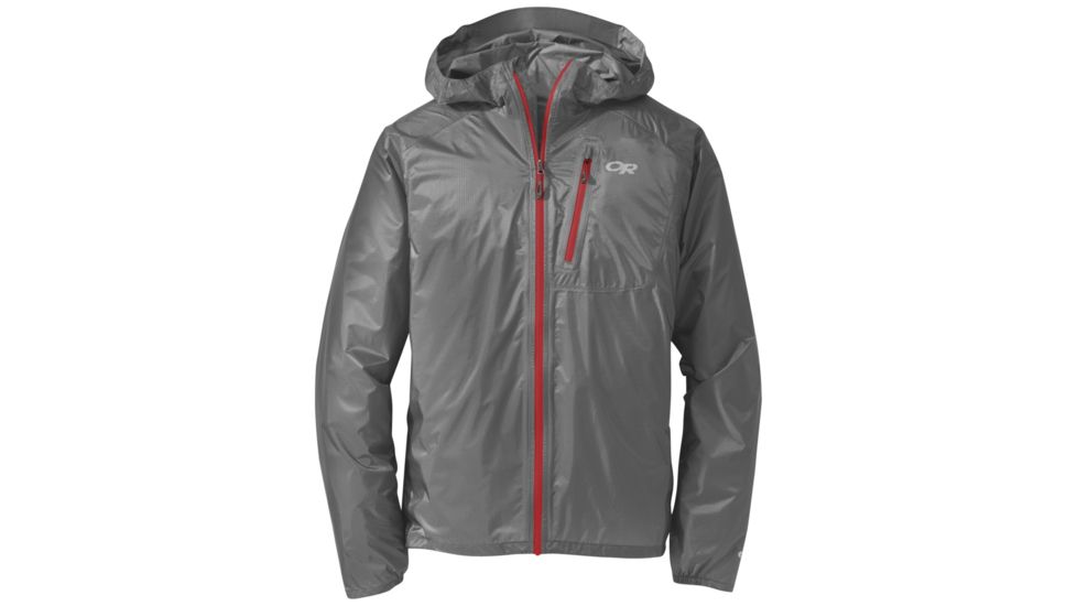 Outdoor Research Helium II Jacket - Mens, Pewter/Tomato, Large, 2429691350008