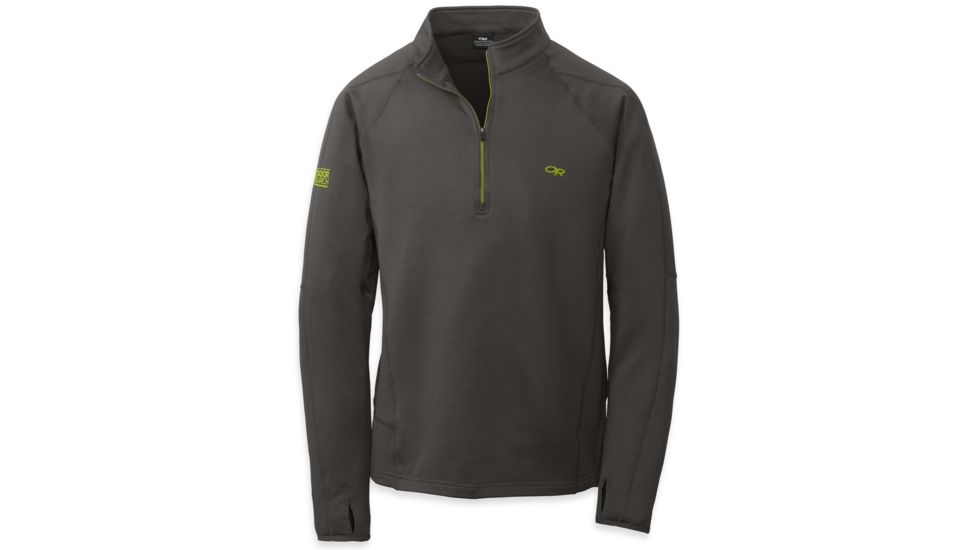 Outdoor Research Radiant LT Zip Top - Mens-Charcoal/Lemongrass-Small