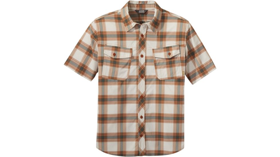 Outdoor Research Wanderer Short Sleeve Shirt - Mens, Umber Plaid, Large, 2745051847008