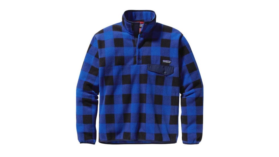 Patagonia Lightweight Synchilla Snap-T Pullover - Men's-Fuzzy Plaid/Andes Blue-X-Small