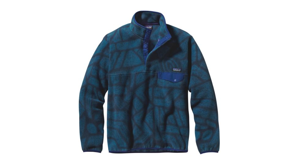 Patagonia Lightweight Synchilla Snap-T Pullover - Mens-Shale/Navy Blue-Large