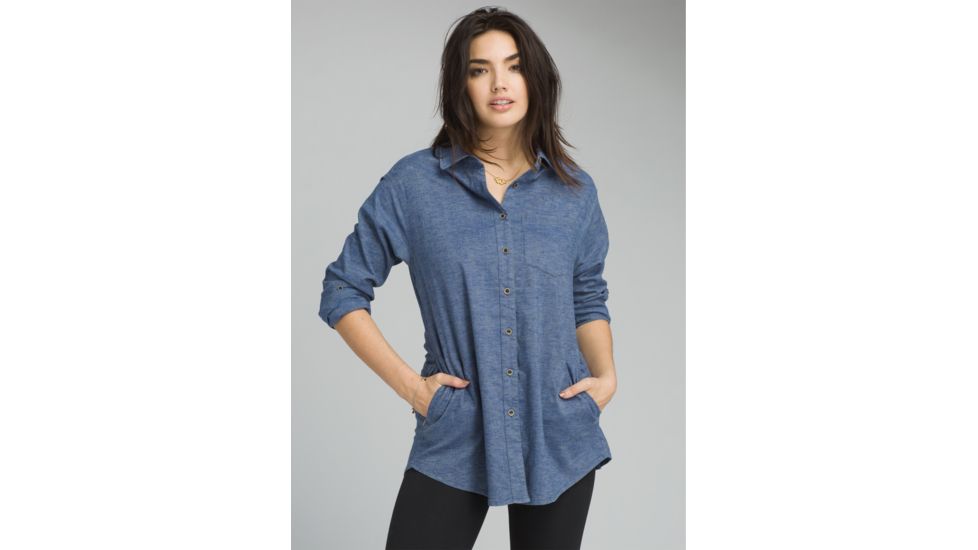 prAna Aster Tunic Casual Shirt - Women's, Weathered Blue, X-Large, W23180502-WEBL-XL