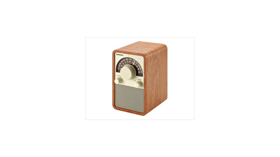Sangean WR-15 Table Top Wooden Cabinet Receiver w/ Deep Bass Compensation Sound, Walnut WR-15WL