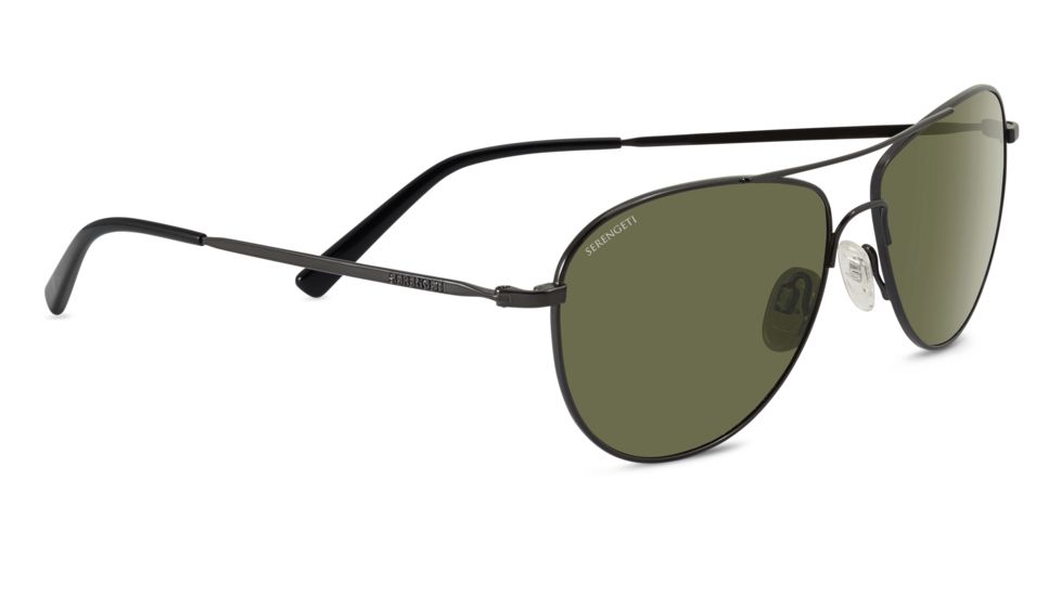 Serengeti Alghero Sunglasses, Shiny Dark Gunmetal Frame, Polarized 555nm Lens, 8313