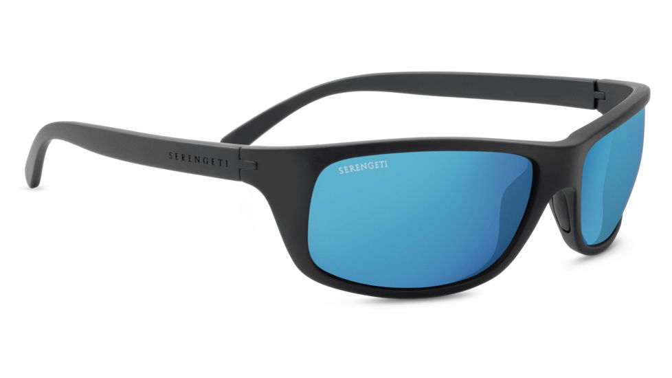 Serengeti Bormio Sunglasses, Satin Black Frame, Polar PhD 555nm Blue Lens, 8165