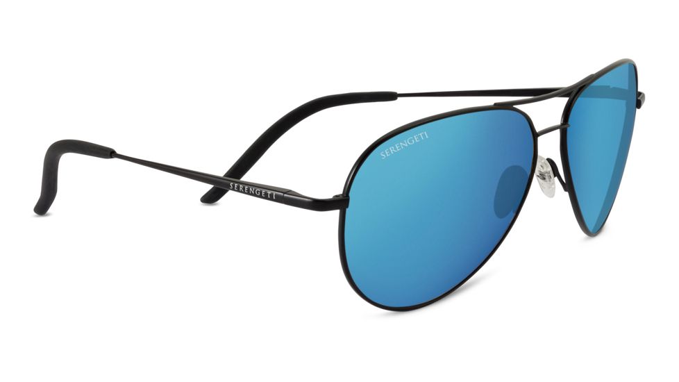 Serengeti Carrara Sunglasses, Satin Black Frame, Polarized 555nm Blue Lens, 8295
