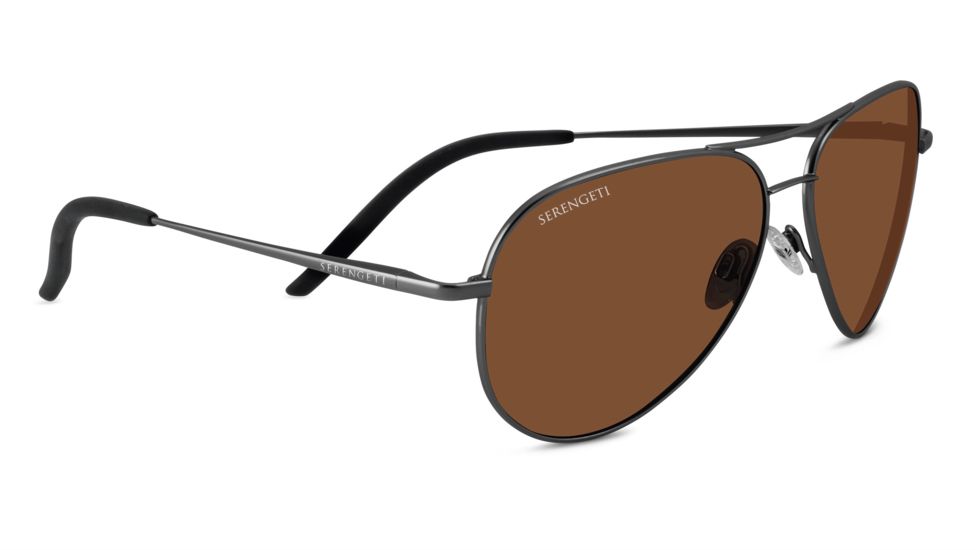 Serengeti Carrara Sunglasses, Shiny Gunmetal Frame, Polarized Drivers Lens, 8297