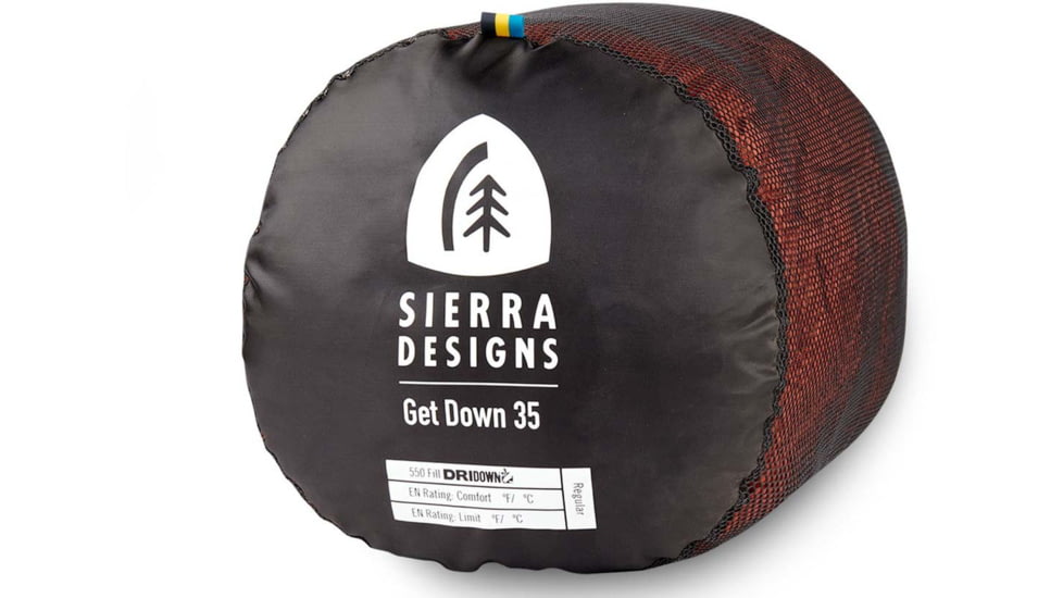 Sierra Designs Get Down 550F 35 Deg Sleeping Bag, Red, Regular, 70614421R