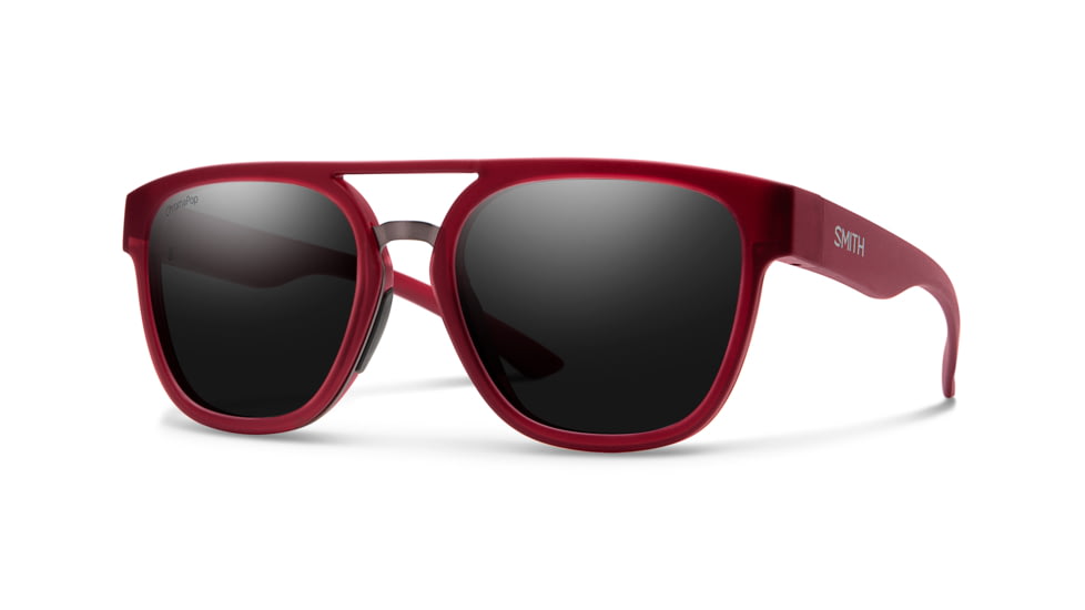 Smith Agency Sunglasses, Matte Crystal Deep Maroon Frame, Chromapop Black Lens, 201910LPA531C