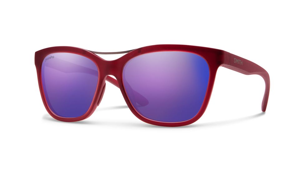 Smith Cavalier Sunglasses - Womens, Matte Crystal Deep Maroon Frame, Chromapop Violet Mirror Lens, 201928LPA56DI