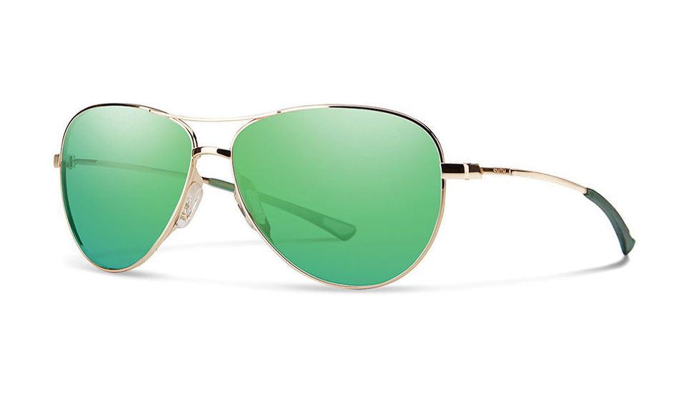 Smith Langley Sunglasses, Gold Frame, Green Sol-X Lens, LAPCGMGD