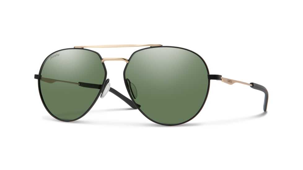 Smith Westgate Sunglasses, Matte Black Gold Frame, Chromapop Gray Green Lens, 201241I4660L7