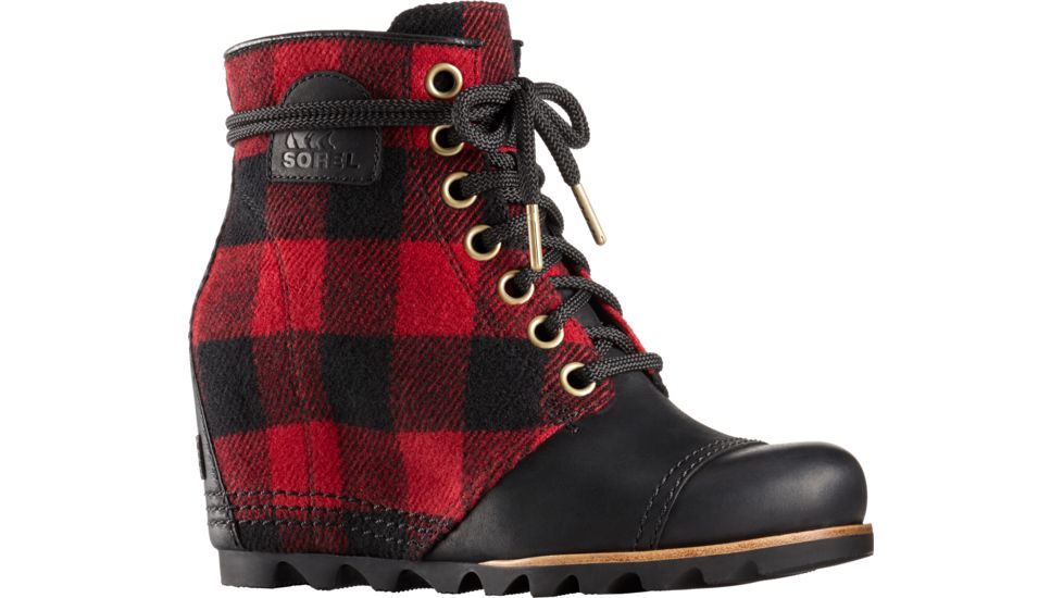 sorel plaid wedge heels