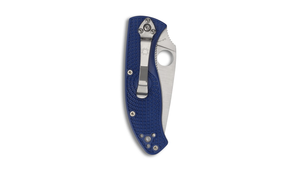 Spyderco Tenacious Folding Knife, 3.39 in, Silver Plain Blade, Blue G-10 Handle, C122PBL