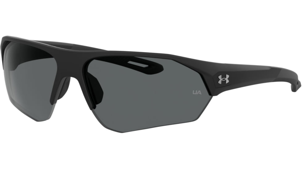 Under Armour Playmaker Sunglasses with Matte Black Frame and Grey Lens, Medium, UA0001GS 003-KA