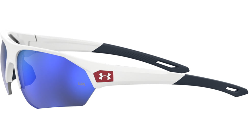 Under Armour Playmaker Sunglasses with Matte White Frame and Baseball Tuned Blue Mirror Lens, Medium, UA0001GS 6HT-W1