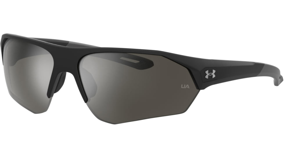 Under Armour Playmaker Sunglasses with Shiny Black/Grey Frame and Silver Mirror Lens, Medium, UA0001GS 807-QI
