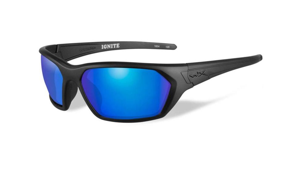 Wiley X Ignite Sunglasses, Polarized Blue Mirror Lens/Matte Black Frame/ Polarized Blue Mirror Green, ACIGN09