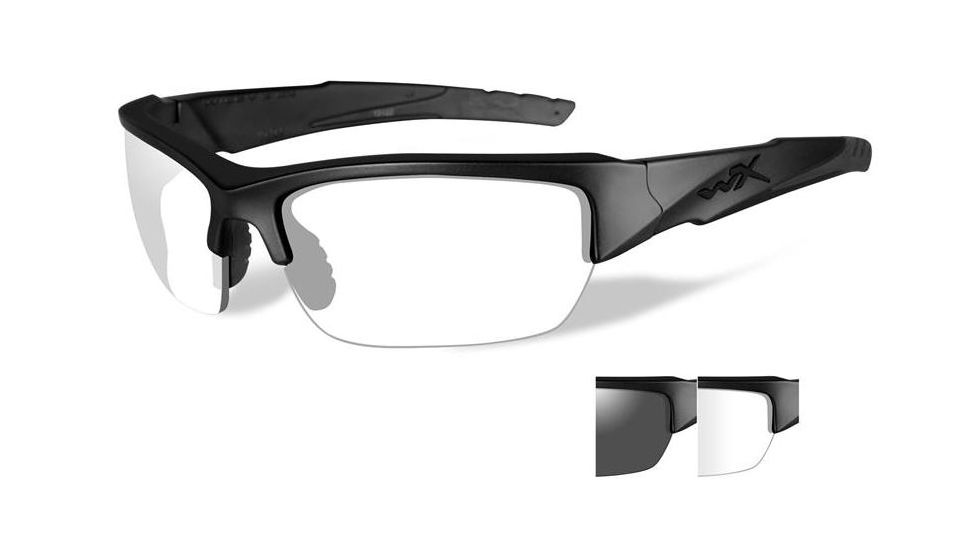 Wiley X Valor Sunglasses-Matte Black Frame-Smoke Grey-Clear Lens CHVAL07