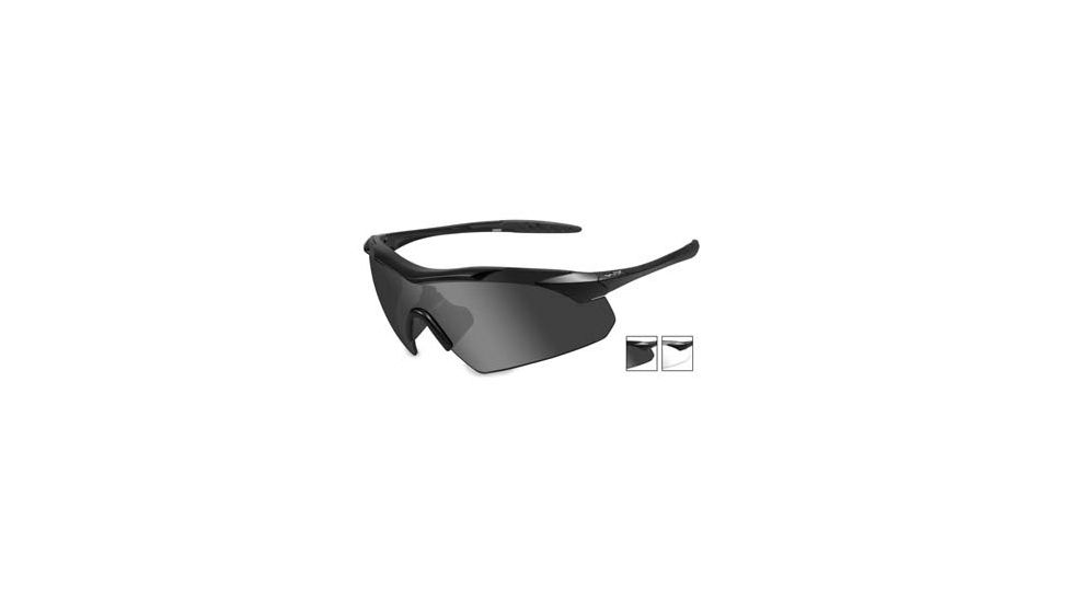Wiley X Vapor Safety Sunglasses, 2 Lens Package, 1 Matte Black Frame w/Smoke Grey, Clear Lens, 3501