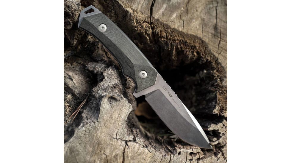 WOOX Rock 62 Fixed Blade Knife, 4.25 in, Drop Point, Mil-Spec Black, Sleipner Steel Blade, Plain German Micarta Handle, BU.KNF001.05