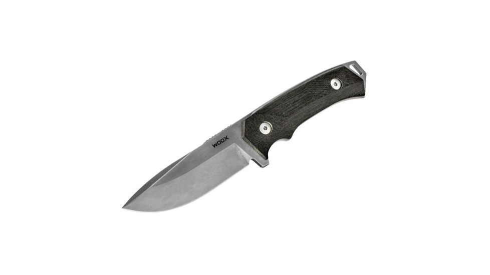 WOOX Rock 62 Fixed Blade Knife, 4.25 in, Drop Point, Mil-Spec Black, Sleipner Steel Blade, Plain German Micarta Handle, BU.KNF001.05