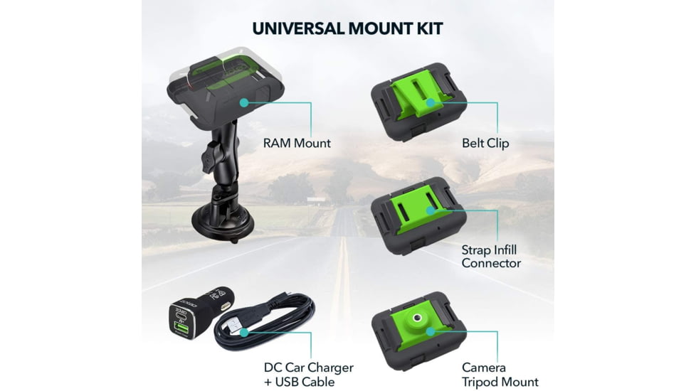 ZOLEO Universal Mount Accessory Kit, Black/Green, ZLUMK